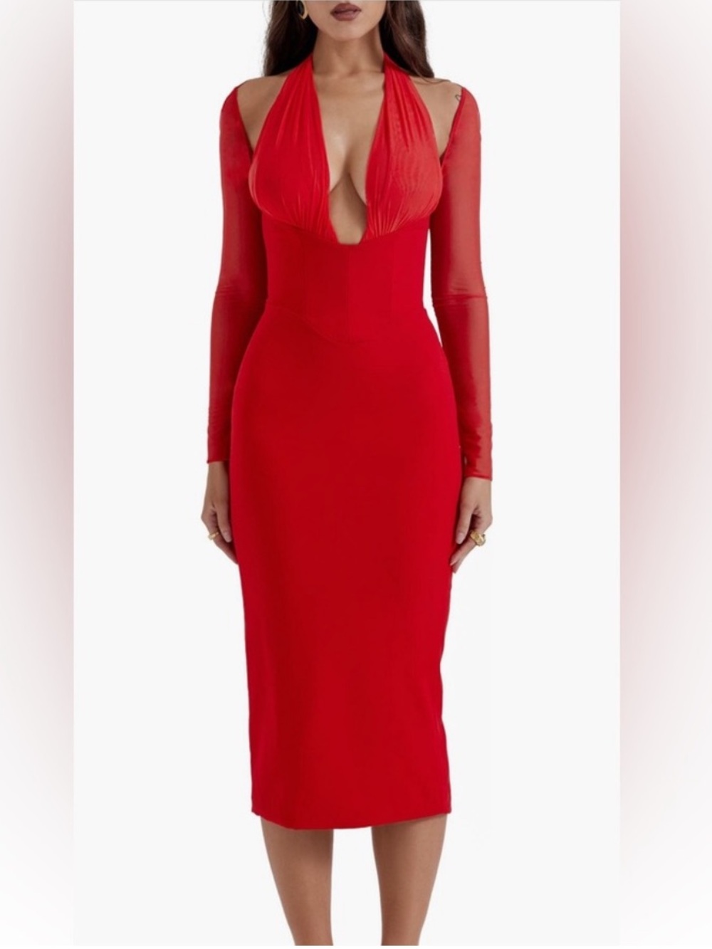 House of CB Scarlet Plunge Midi Dress
